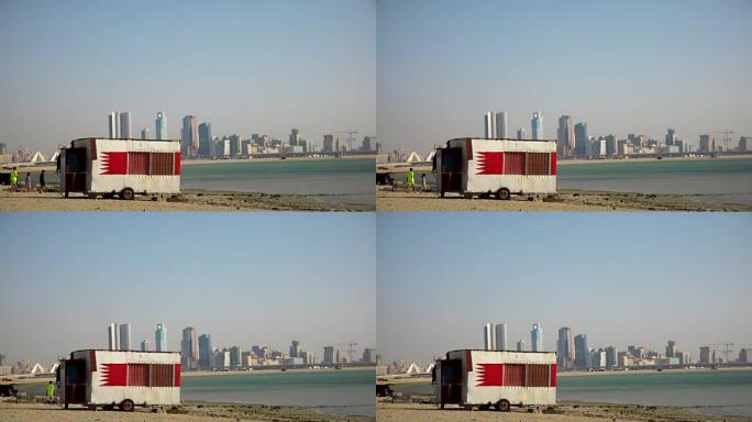 海滩上的大篷车。巴林