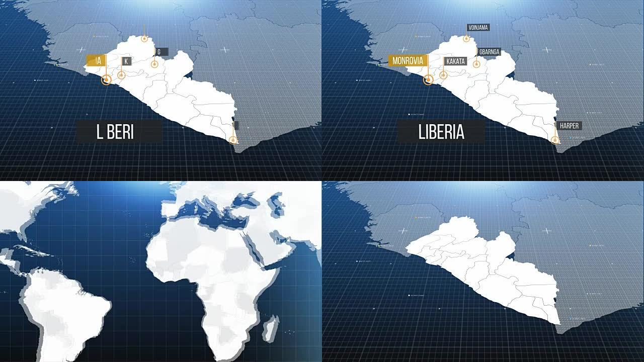 利比里亚带标签地图