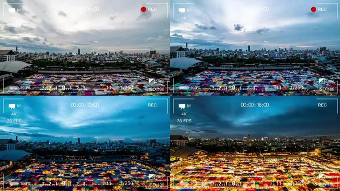 显示曼谷景色的取景器数码摄像机