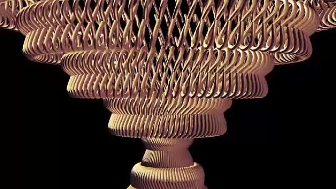 移动旋转金色金属齿轮链条元素无缝循环动画3d运动图形背景新质量工业技术建筑未来酷漂亮快乐视频片段