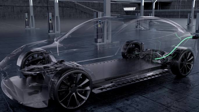 现代化新能源科技感汽车充电电池快充续航