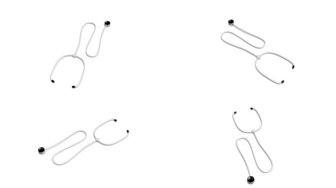 白色背景上的3D听诊器
