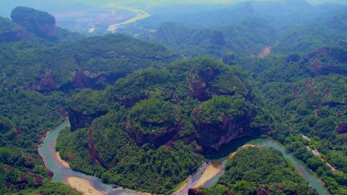 航拍武夷山天游峰、丹霞地貌及九曲溪