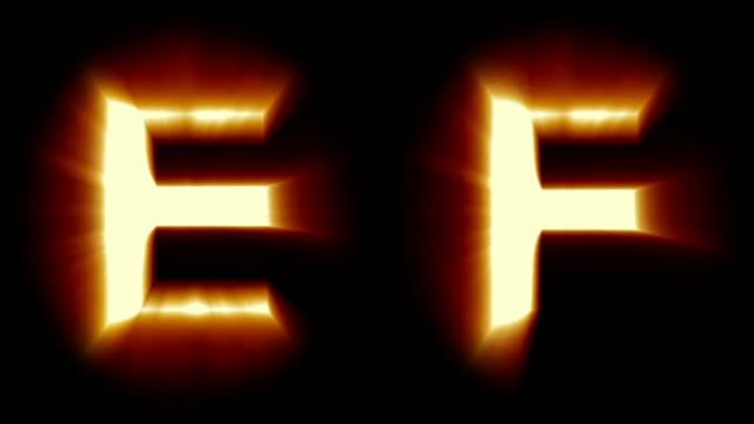 轻字母E和F-暖橙色光-闪烁闪烁动画循环-隔离