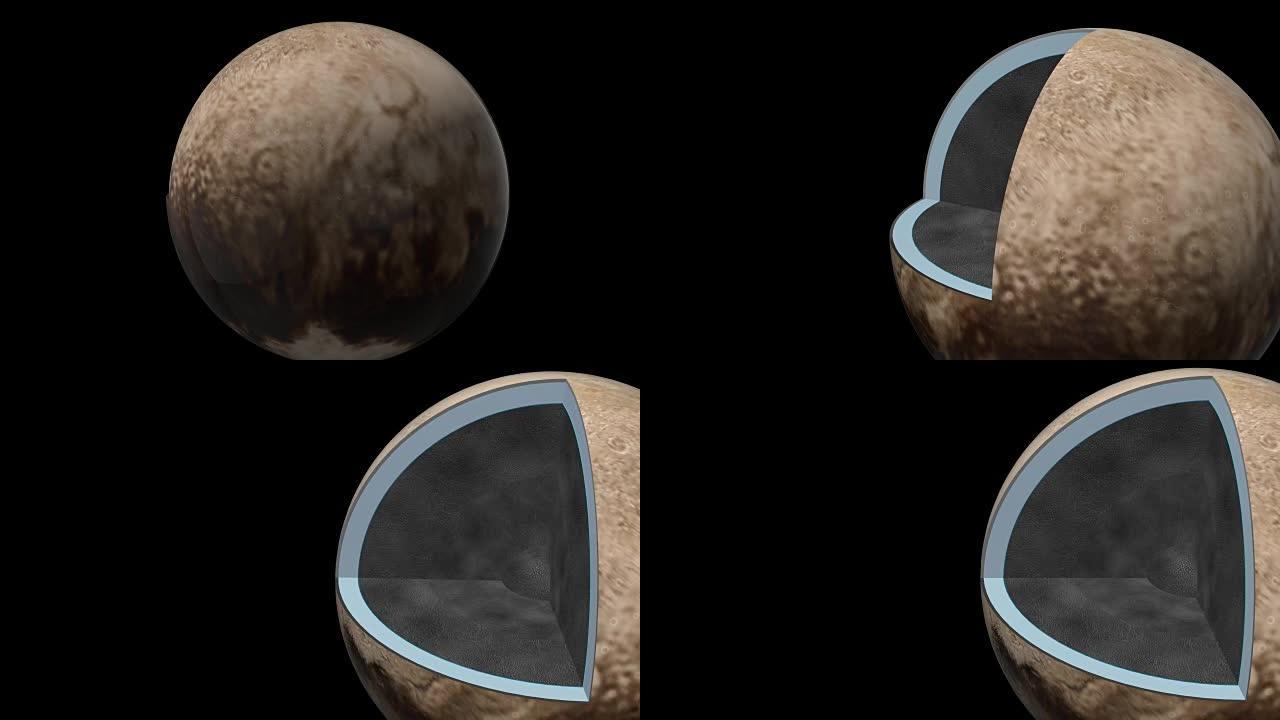 冥王星结构-逼真的内饰-向右