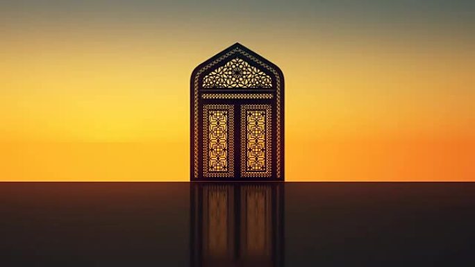 伊斯兰之门，日出，阳光-股票视频