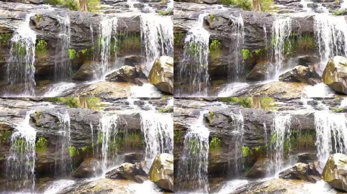 泰国清迈地区Doi inthanon国家公园的Mae Ya瀑布的碎片级联，能够循环