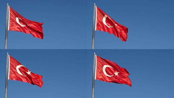 挥舞着天空的土耳其国旗