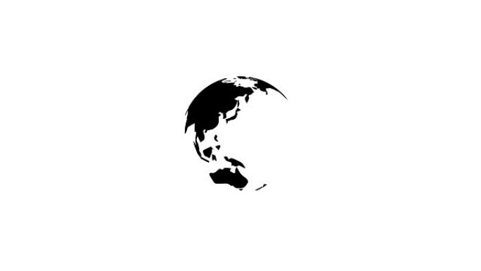 4k地球放大北半球渲染动画视频黑色大陆在白色背景。