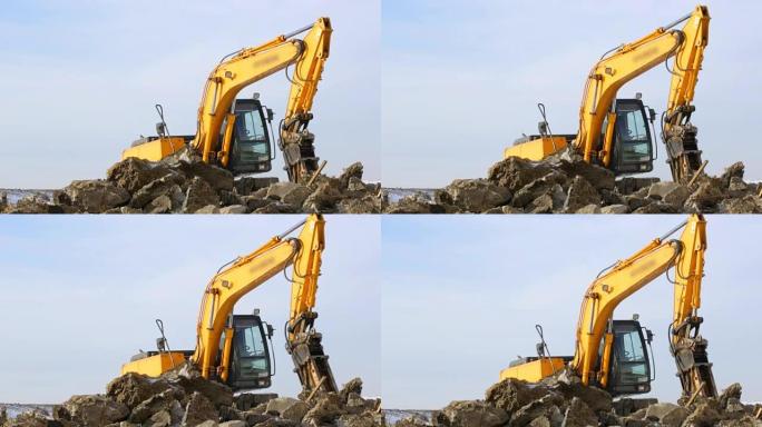 在建筑工地工作的水锤机