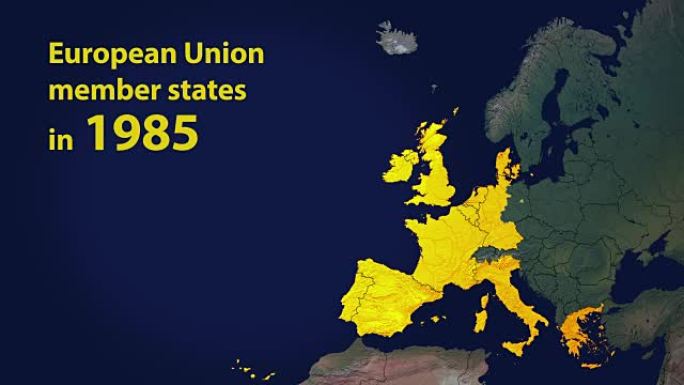 欧盟成员国有7个阶段的边界，包括英国退欧与年份计数器
