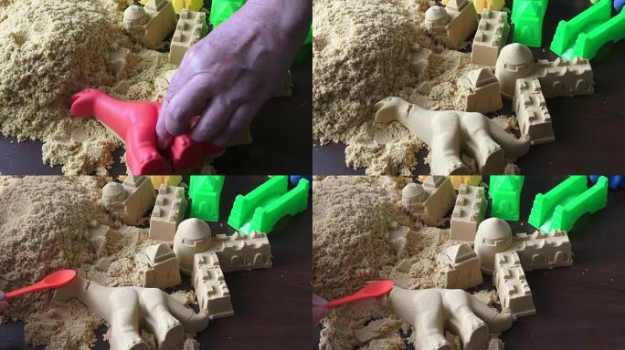 Kinetic sand heap for children. Kinetic sand close