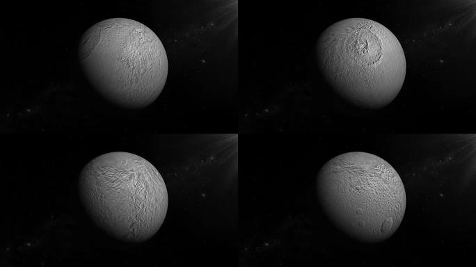 特提斯，土星的卫星，在外层空间的自己的轨道上旋转。循环
