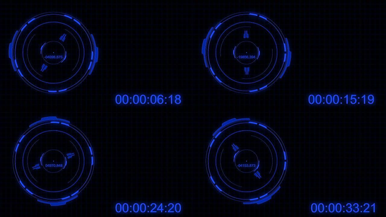 蓝色科技雷达动画时间码计数