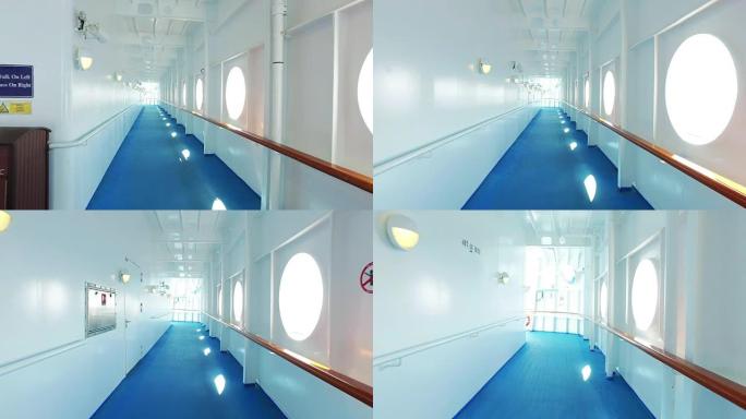 在游轮甲板上行走视点