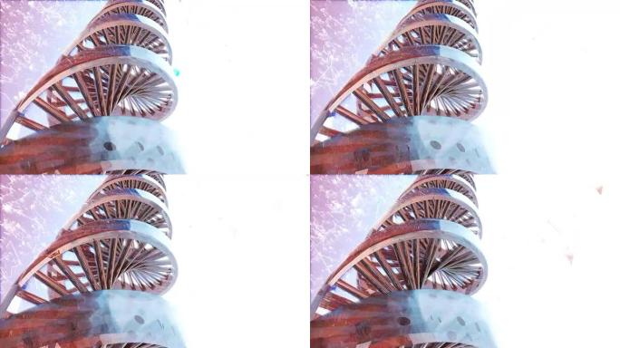 具有旋转的抽象DNA的抽象可循环背景