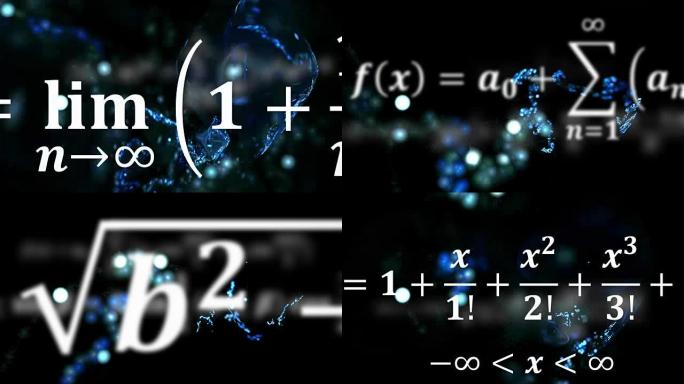 数学方程式在远处飞行和消失