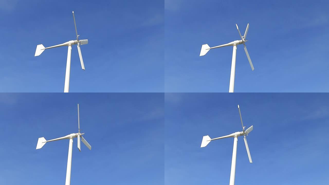 风能涡轮机是最清洁的蓝天之一，可再生电能来源。电力是由隐藏在涡轮机内部的发电机产生的。