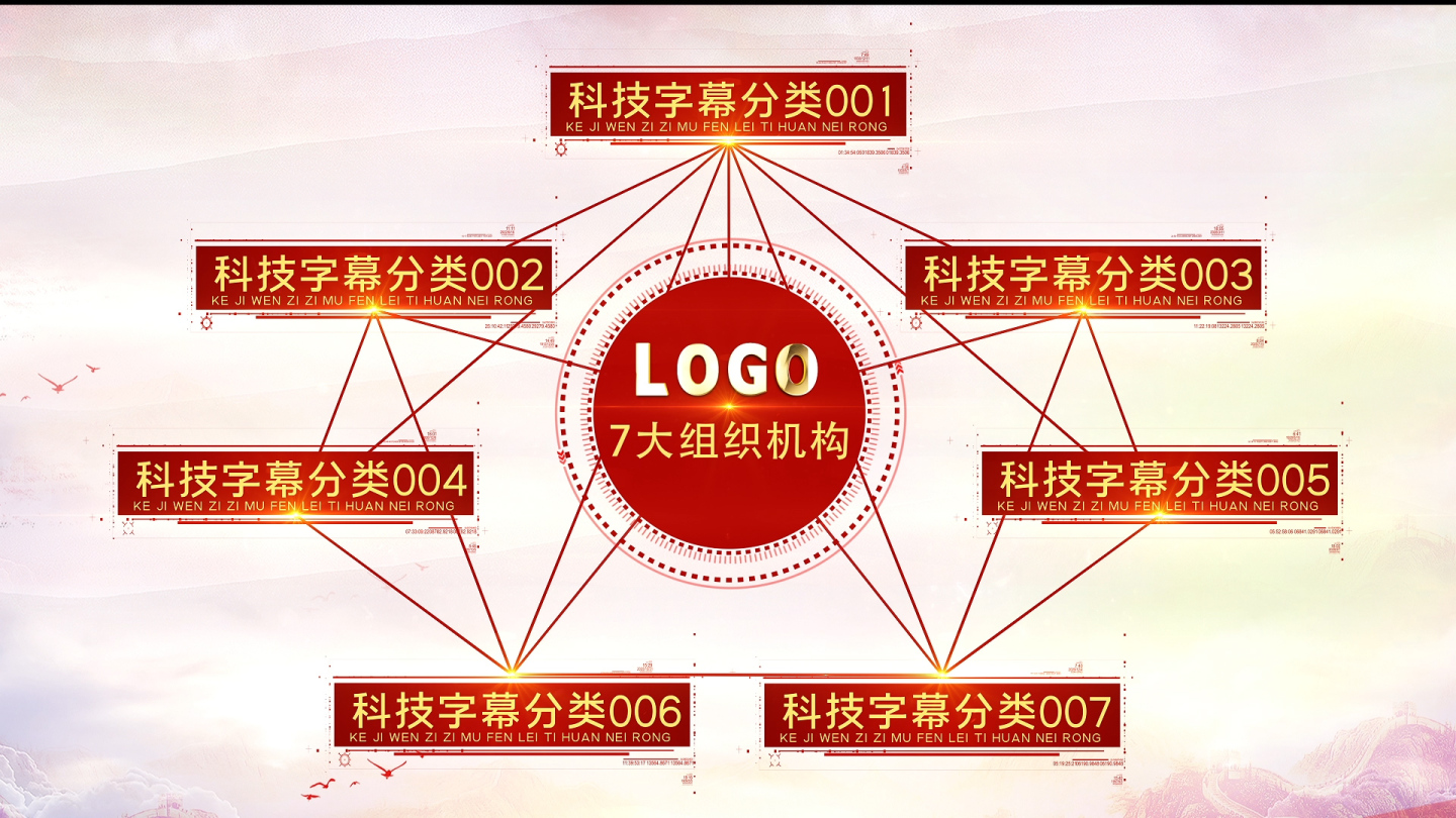 7大红色党政党建党徽分类分支政府AE模板