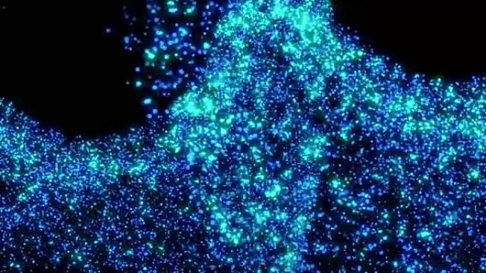 循环粒子蓝星抽象光运动背景。