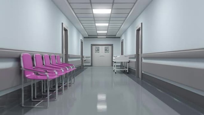 医院走廊，访客，穿过大厅。