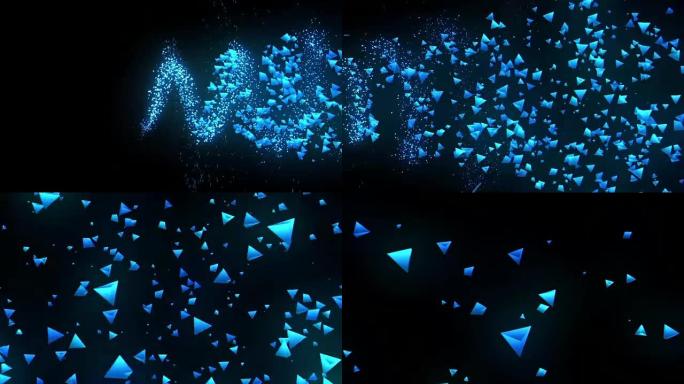 全球商业网络，黑色背景上的蓝色金字塔，闪光动画，