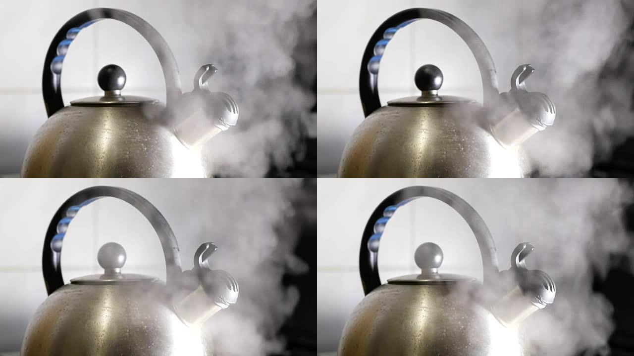 水壶沸腾的热炉