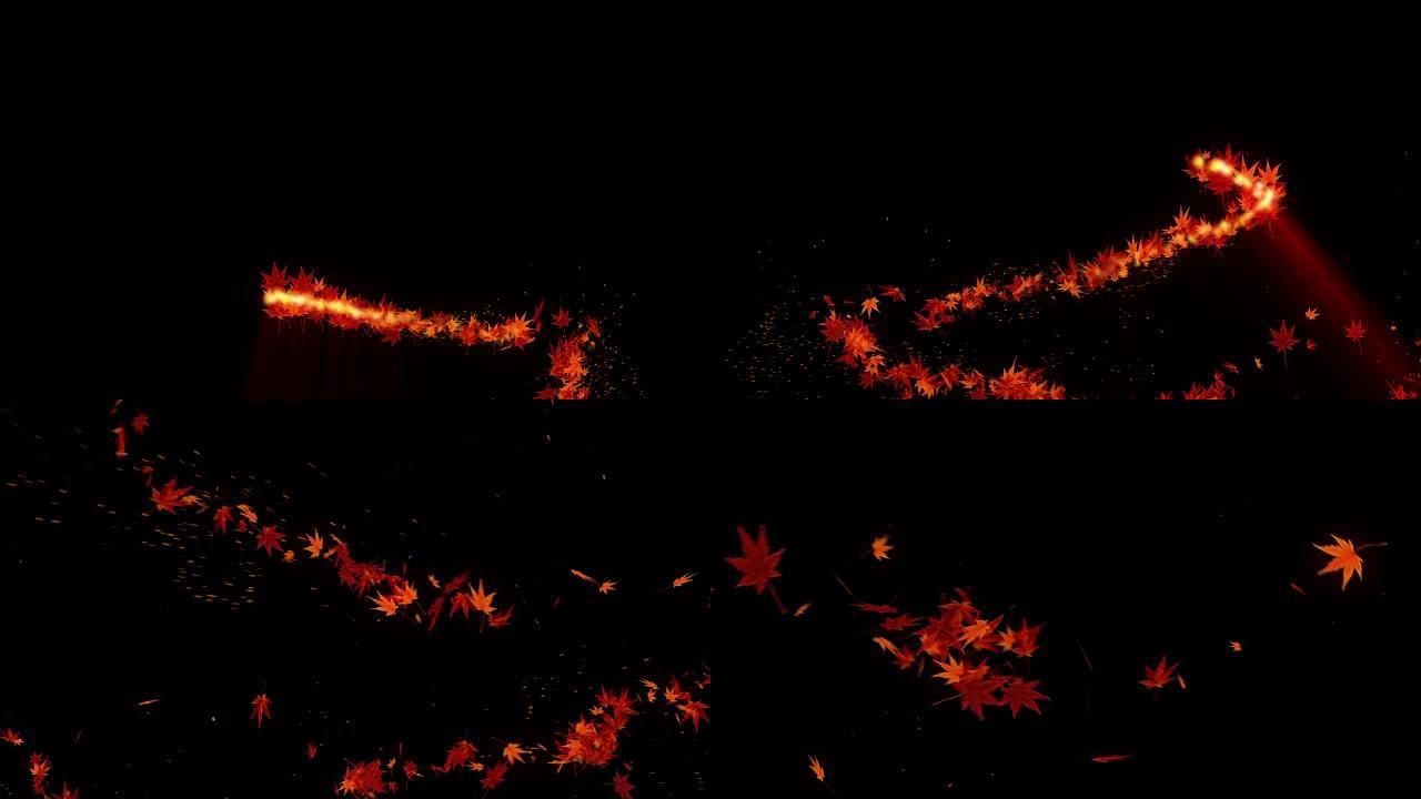 秋叶的旋转，枫树，CG动画