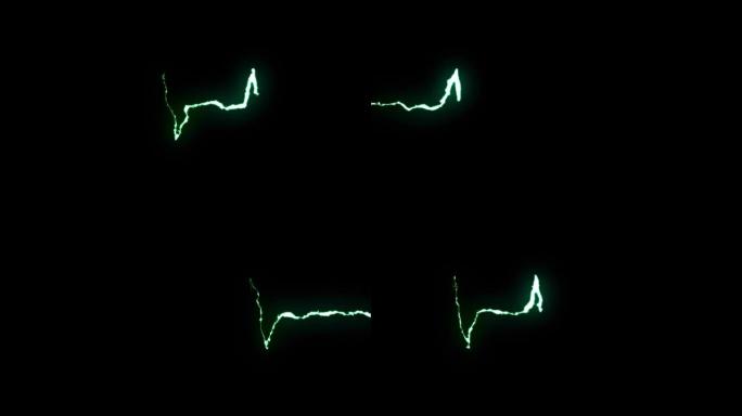 绿色闪电心脉冲无缝循环动画背景新质量独特自然光效视频素材