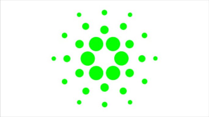 Cardano符号ADA区块链加密货币动画数字货币Cardano，带有抽象圆点的标志
