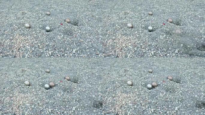 滚球滚球在砾石地面慢动作