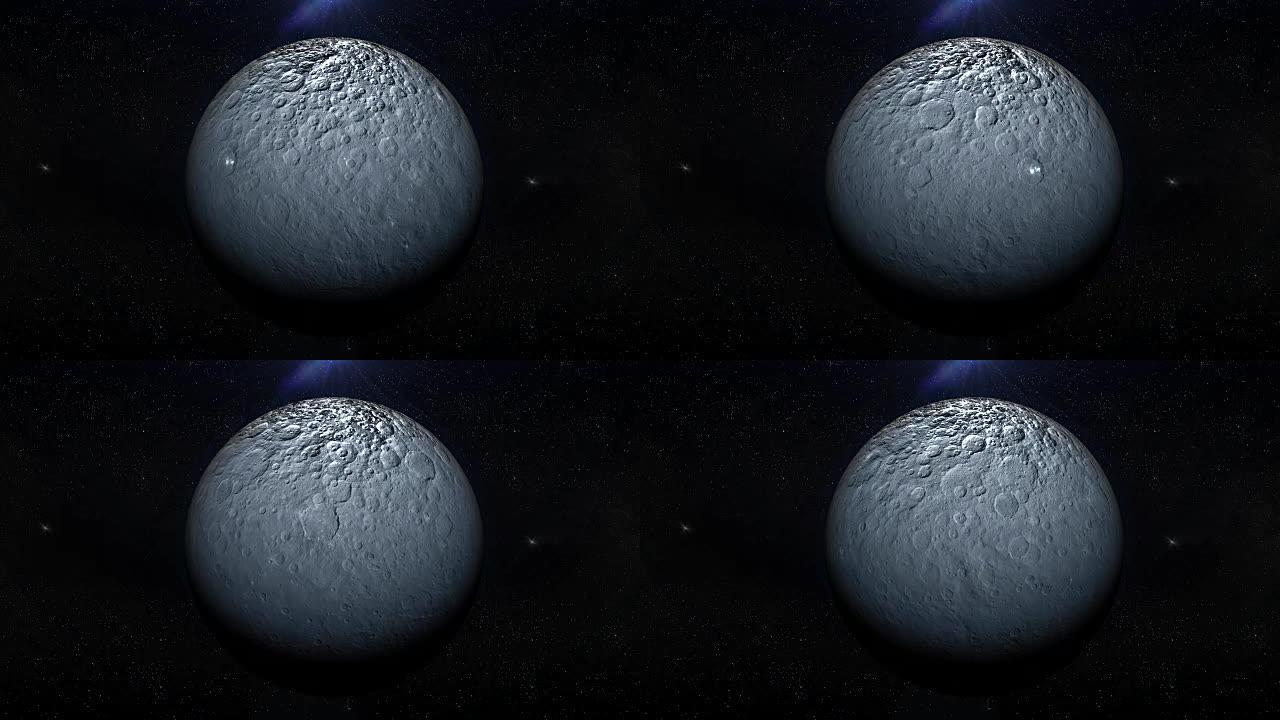 谷神星矮行星在外层空间的自己的轨道上旋转。循环