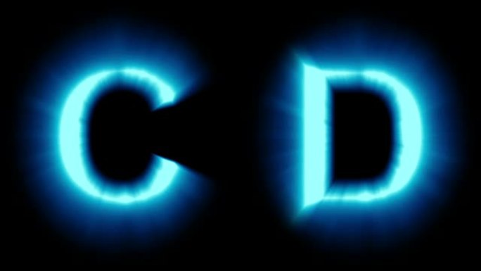 灯光字母C和D-冷蓝光-闪烁闪烁动画循环-隔离