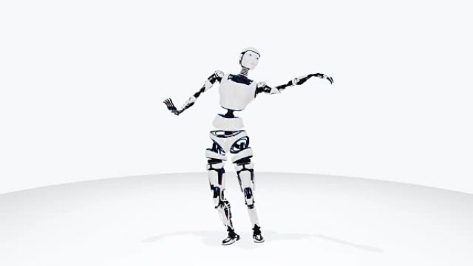 性感机器人安卓女人跳舞。科幻时尚机器人女孩。可爱的机器人女人。CG动画。