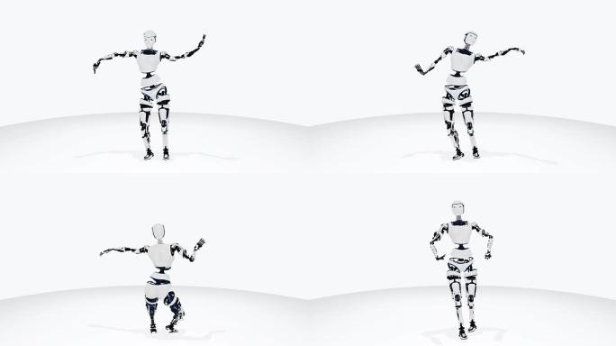 性感机器人安卓女人跳舞。科幻时尚机器人女孩。可爱的机器人女人。CG动画。