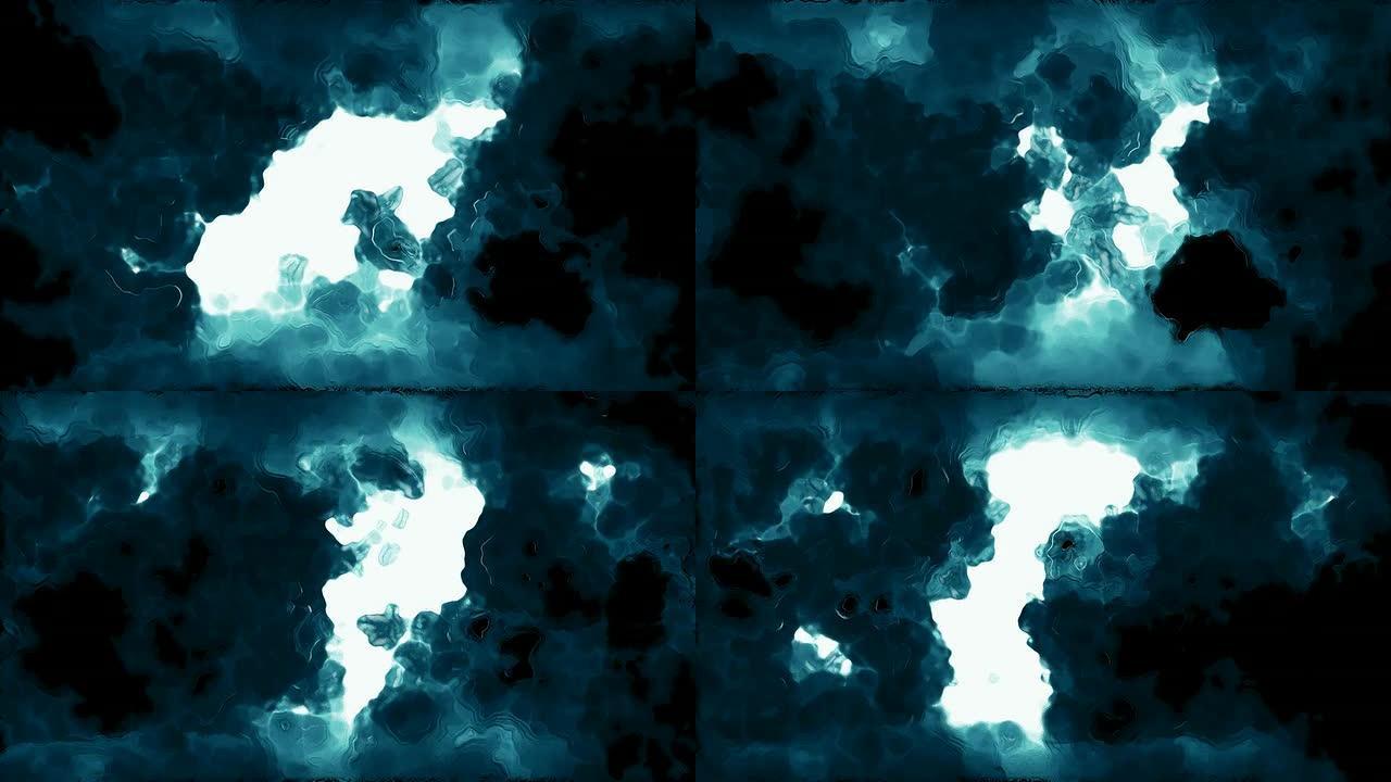 抽象蓝色火云循环