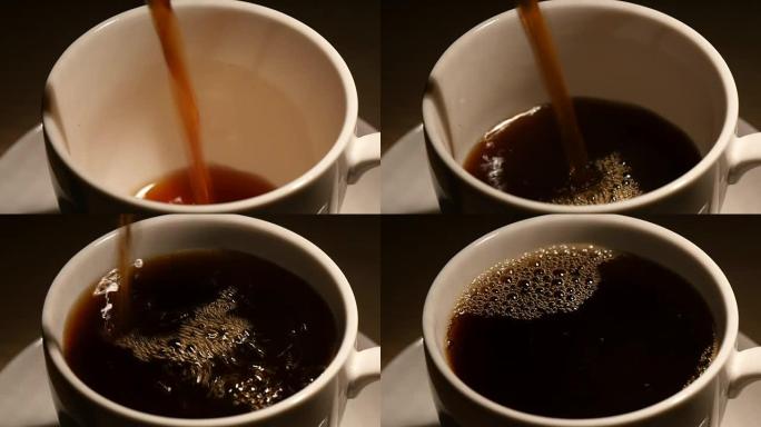 将咖啡倒入白杯中倒水下午茶