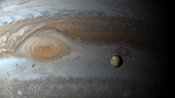 外太空中的木星行星和木卫一卫星
