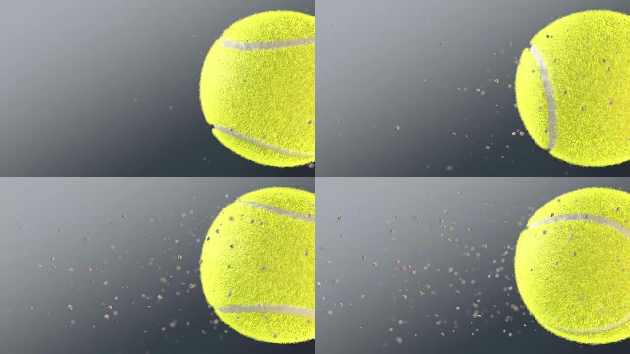 带有粒子的戏剧性旋转网球球