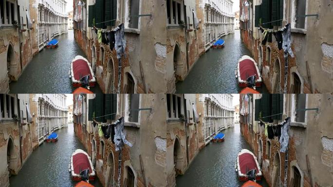 在意大利威尼斯洗完衣服后在街上悬挂衣服