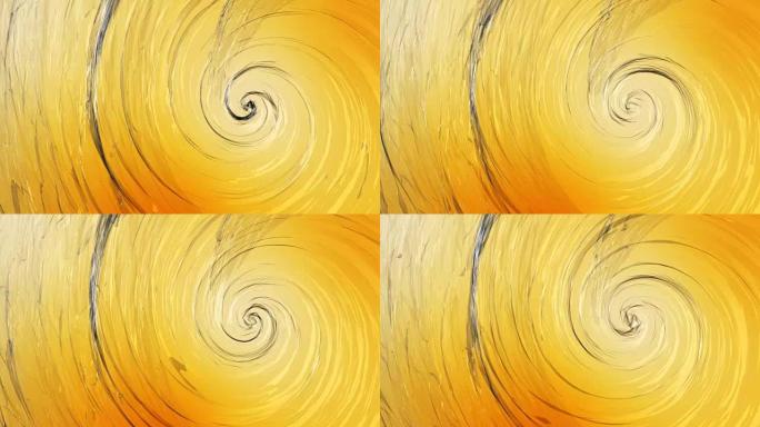 美丽的黄金动画抽象漩涡，旋转或旋转背景。挥舞背景。