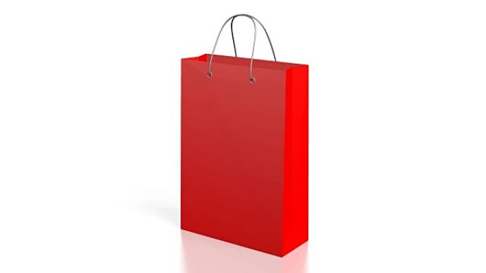 白色背景上的3D红色购物袋