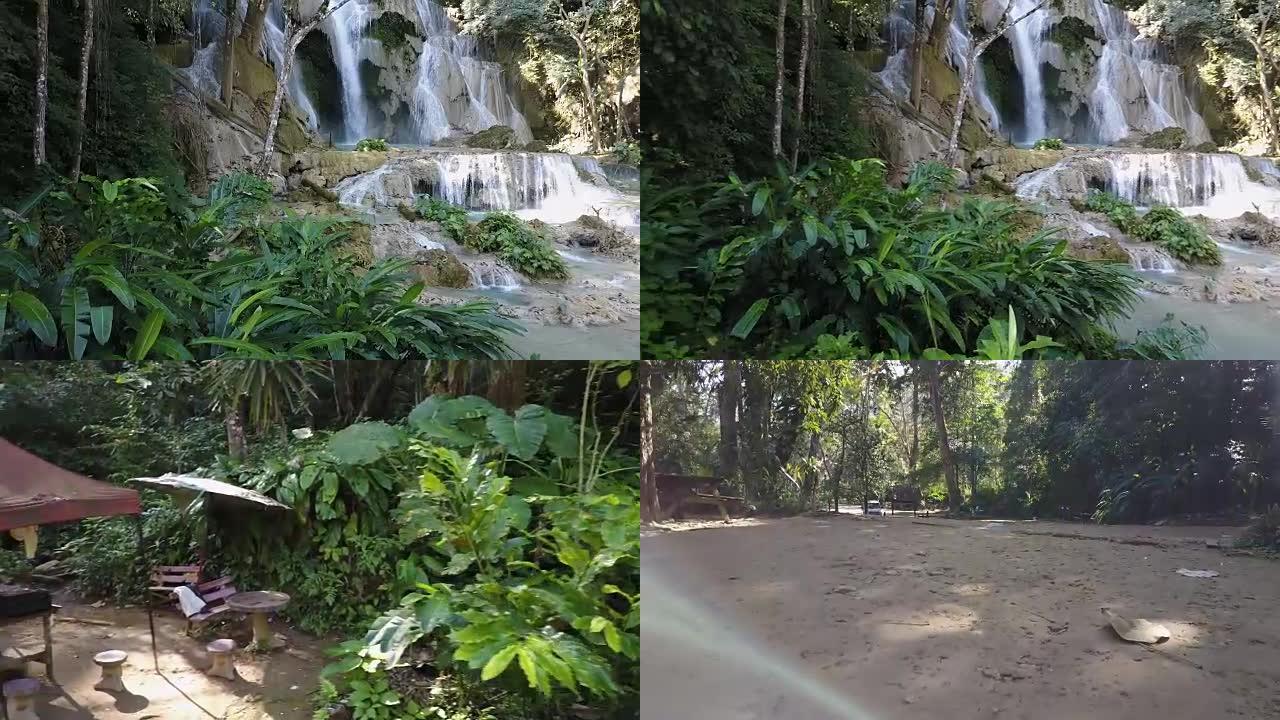 老挝的瀑布和热带丛林