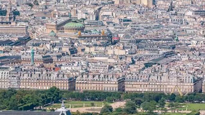 从蒙帕纳斯塔延时观景台看巴黎天际线的俯视图。欧洲大城市的主要地标。法国巴黎