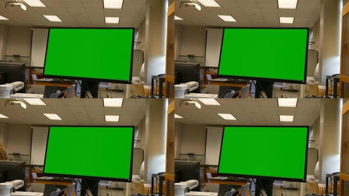 大学空生物学实验室中的绿屏计算机监视器