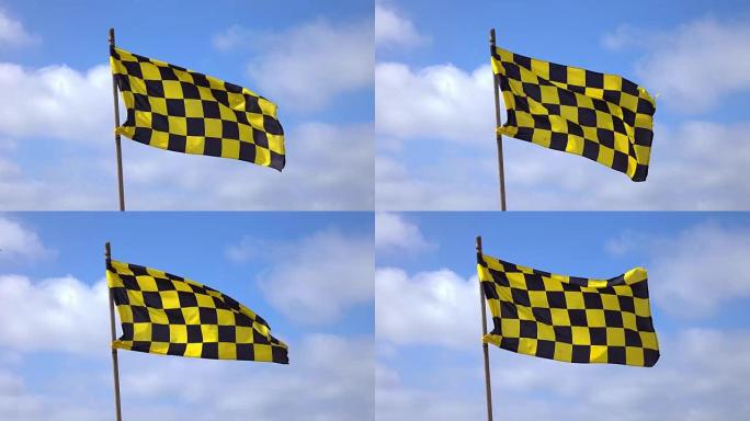 4k黄色和黑色方格旗视频