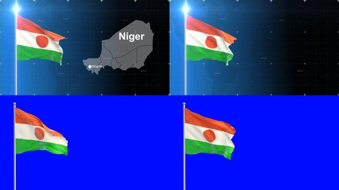 带地图的尼日尔旗