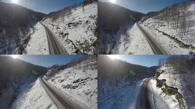 雪山公路上空飞行