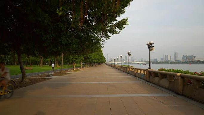 日落时间广州市著名珍珠河畔全景4k中国
