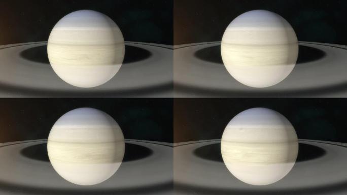 现实的土星在深空旋转。